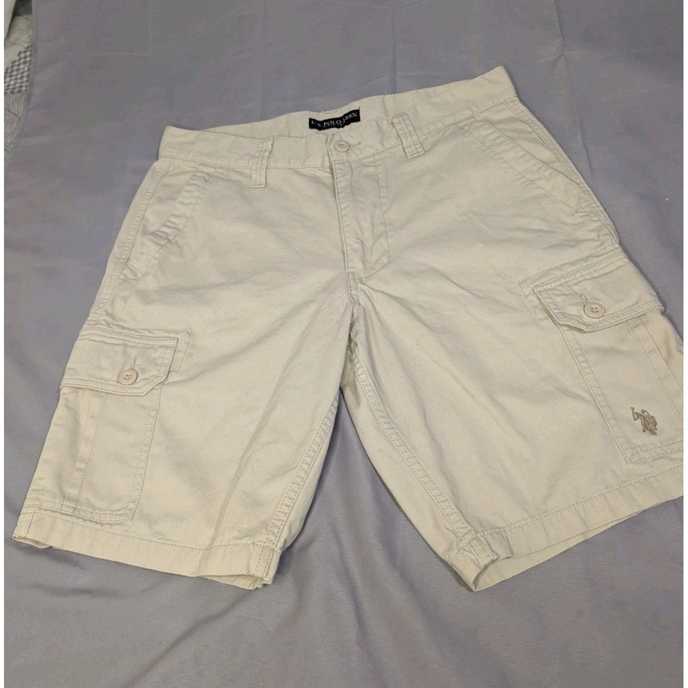 US Polo Assn Men's Cargo Shorts Size 34 Outdoors 100% Cotton Beige